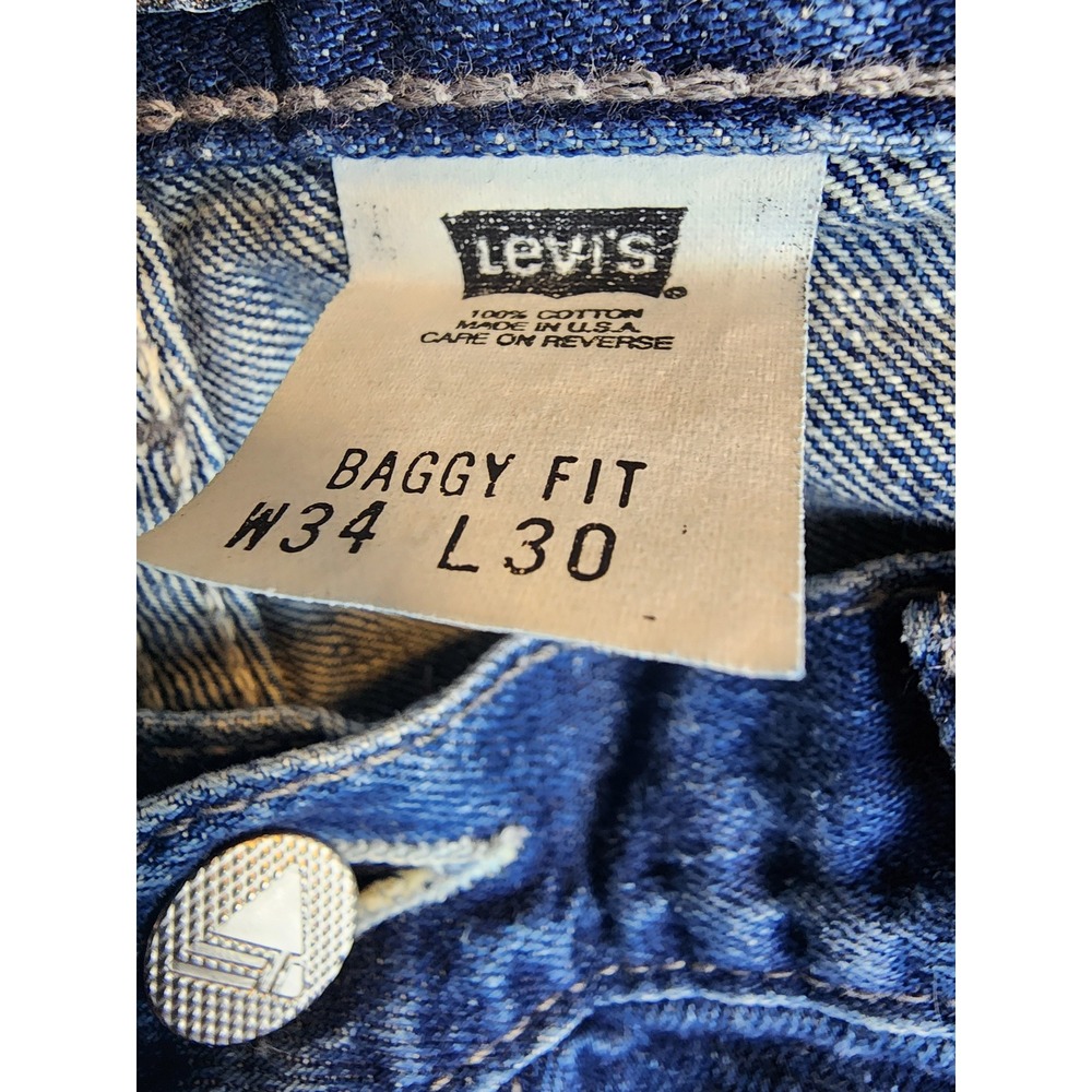 Levis SilverTab Baggy Fit Jeans Mens 34x30 Blue Medium Wash Vintage 90s Made USA - Picture 5 of 6